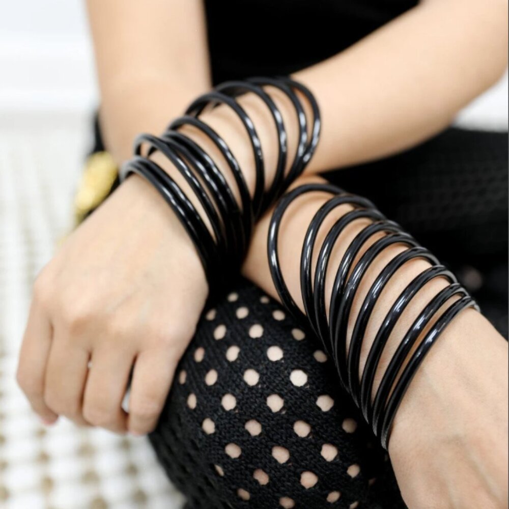 Thin Vintage Black Bangles Sold as Set of 6